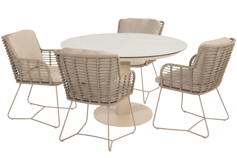  Taste Sarah Ceramic Effect Table 120cm + 4x Fabrice- Latte